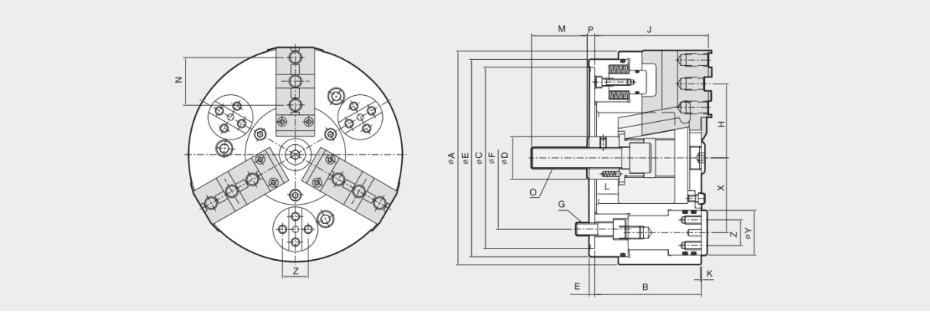 內(nèi)徑下拉動力卡盤