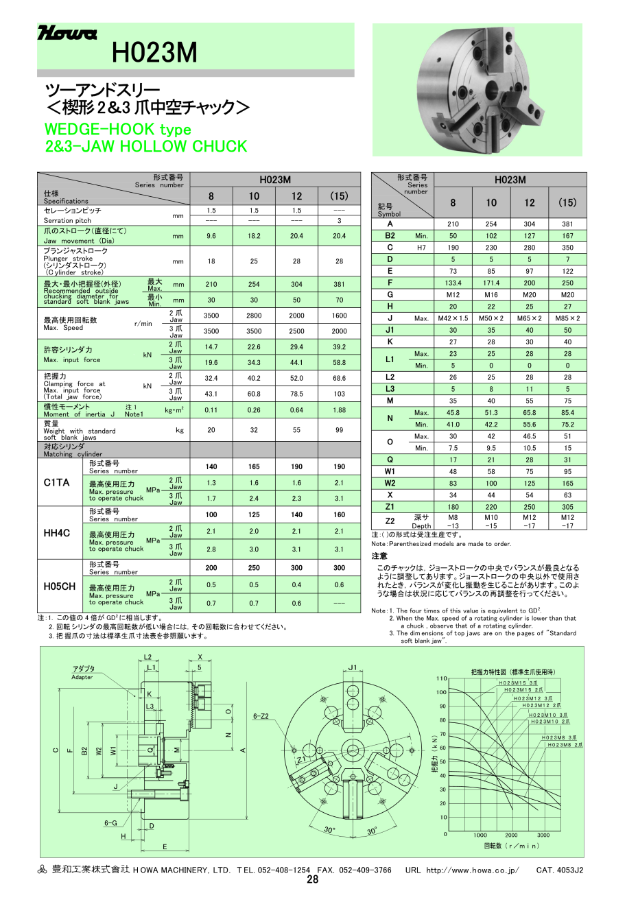 豐和鍥形二三爪共用液壓卡盤