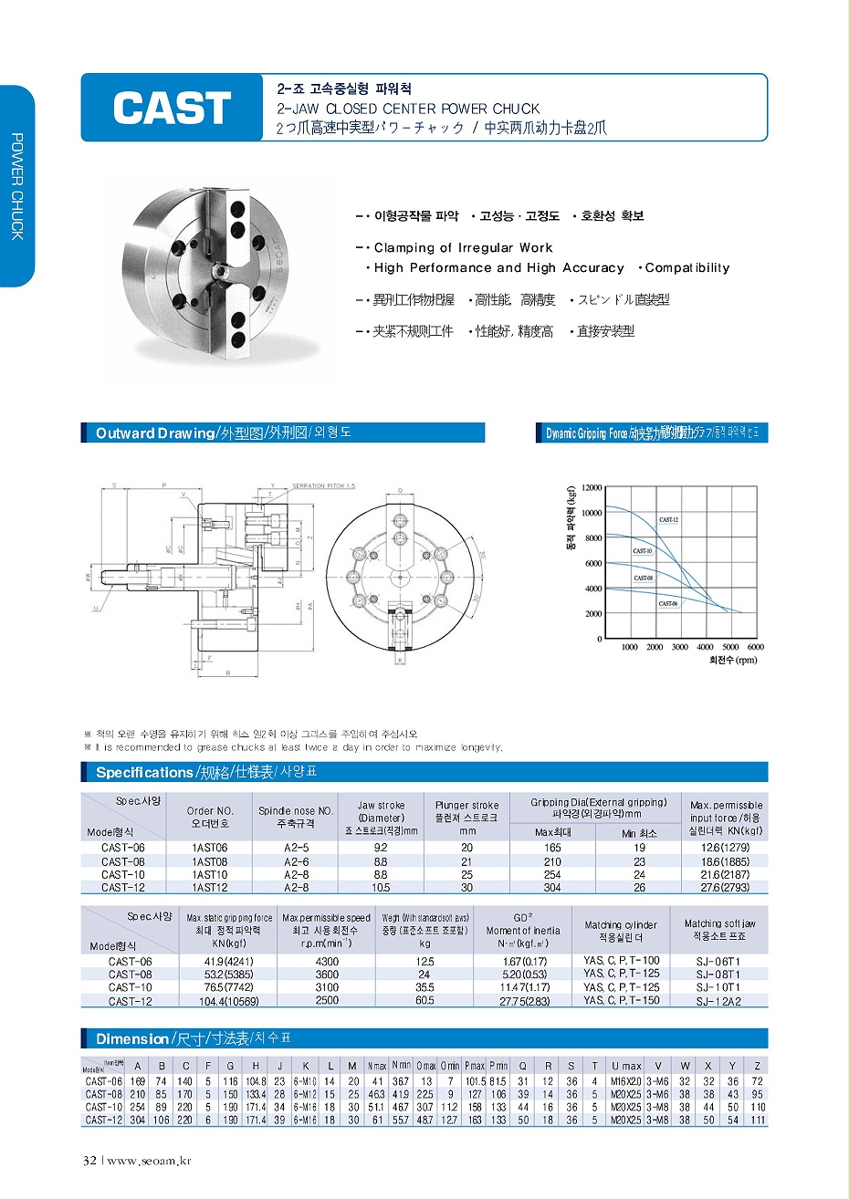 瑞巖二爪中實液壓卡盤