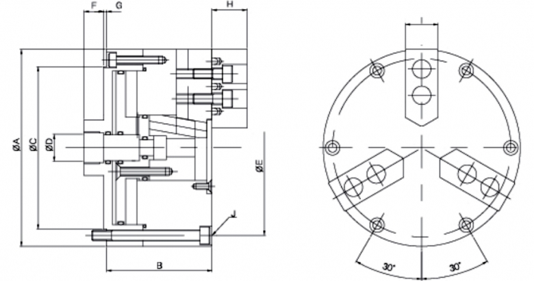 瑞巖三爪氣動(dòng)卡盤圖紙
