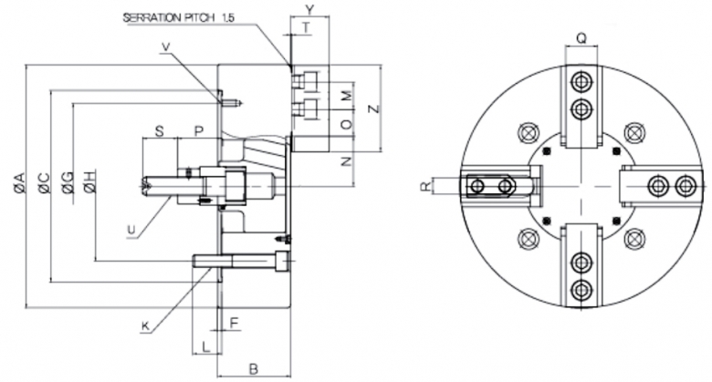 瑞巖中實(shí)長(zhǎng)行程三爪卡盤圖紙
