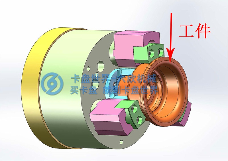 喇叭形工件后拉卡盤夾持方案